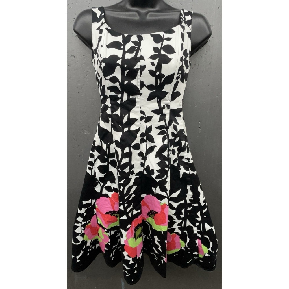 Skater Dress 2 Black Pink White Floral Cotton Stretch Corset Romantic Chic Party